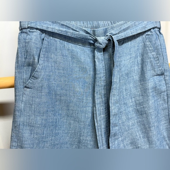 J CREW Chambray belted wide leg Capri pants size 6 - Picture 2 of 12